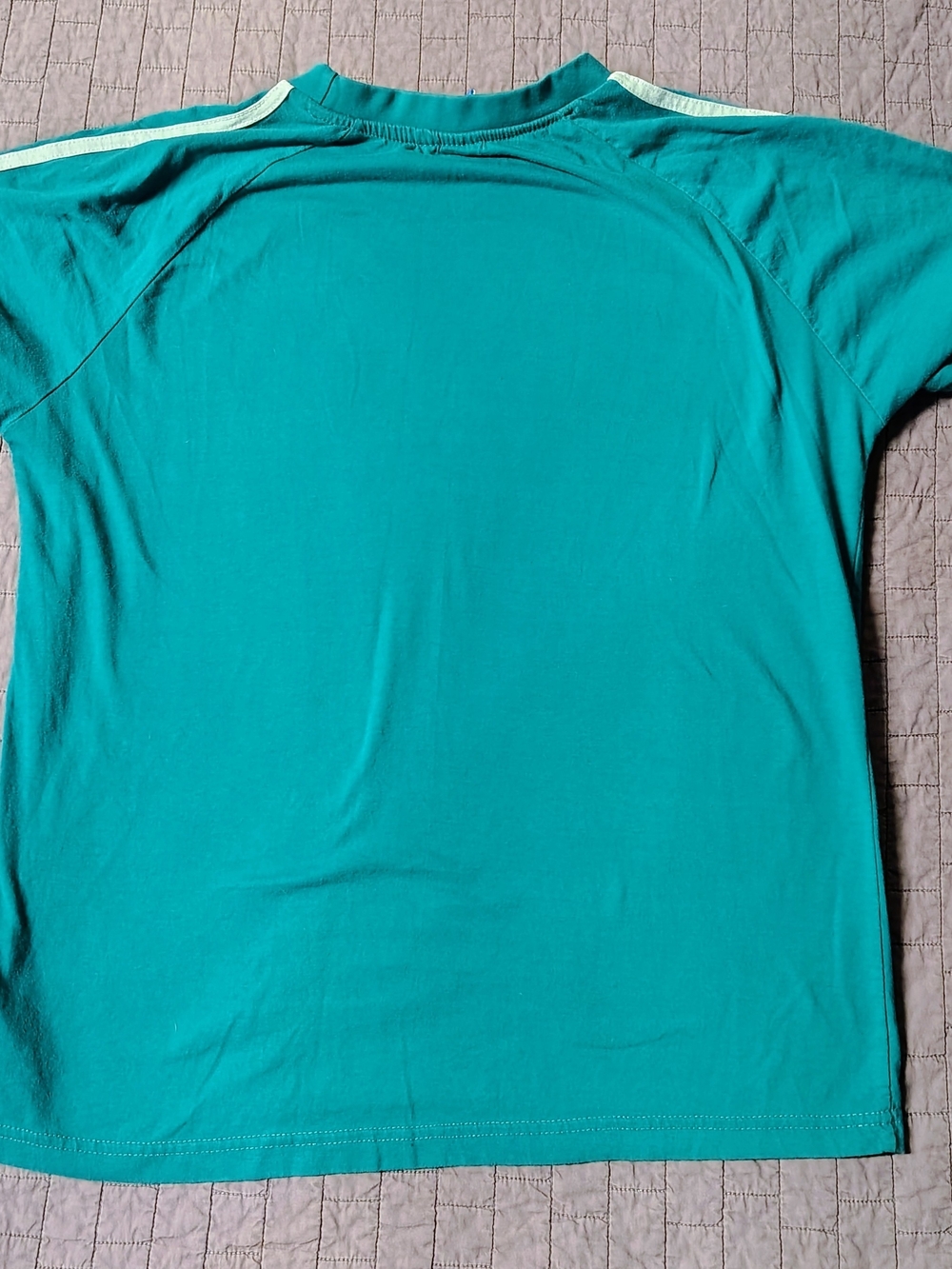 Vintage Adidas Trefoil T Shirt Large Teal Green 3 Stripe Sleeve Blue Tag - Picture 2 of 5